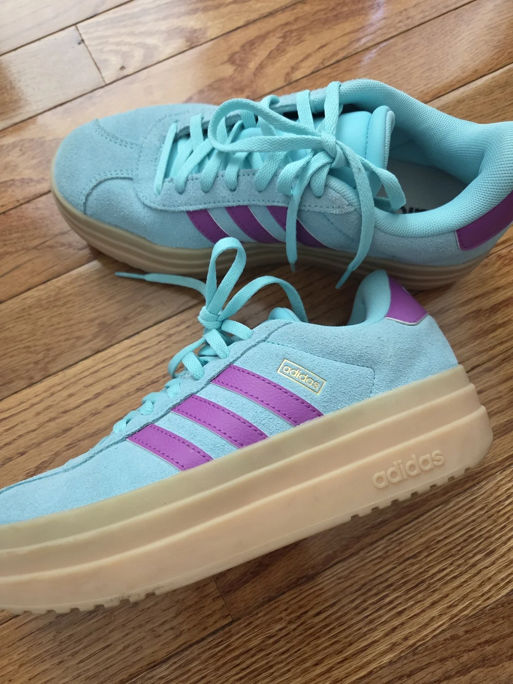 adidas Kids' Light Blue & Purple Suede Platform Sneakers
